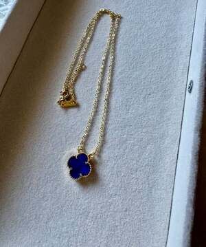 Blue Clover Gold-Tone Pendant Necklace, 17–18”